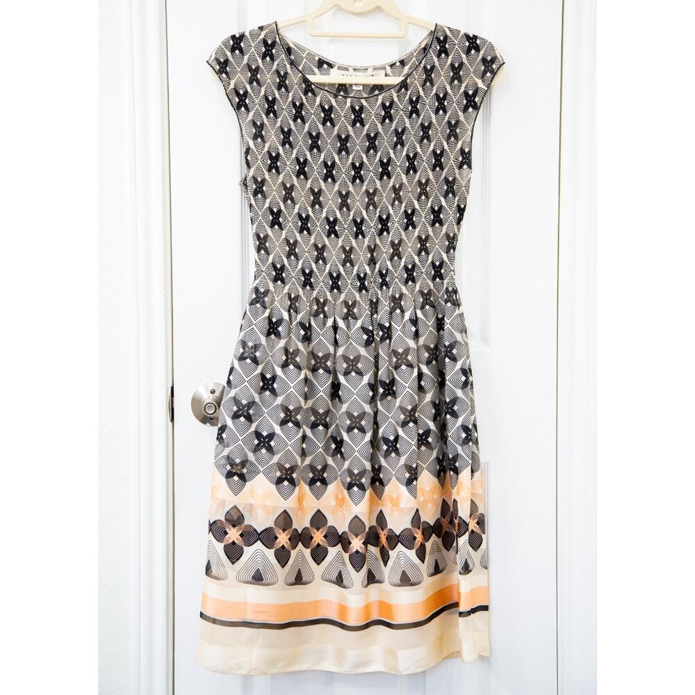 Max Studio Navy and Pink Cocktail Dress with Geometric Pattern, size L
